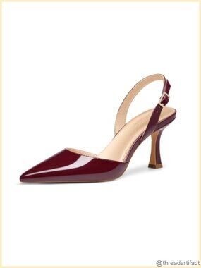 Womens Slingback Kitten Heels Closed Pointed Toe D'Orsay Slip On Party Wedding